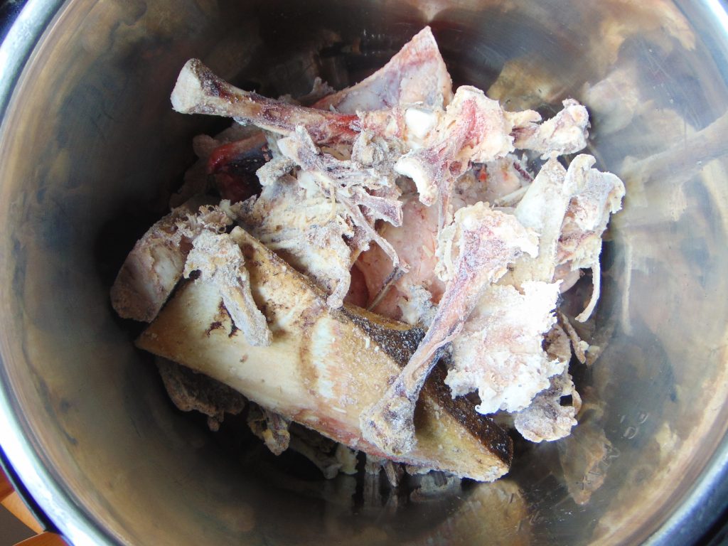 Variety of bones and cartilage in the Instant Pot