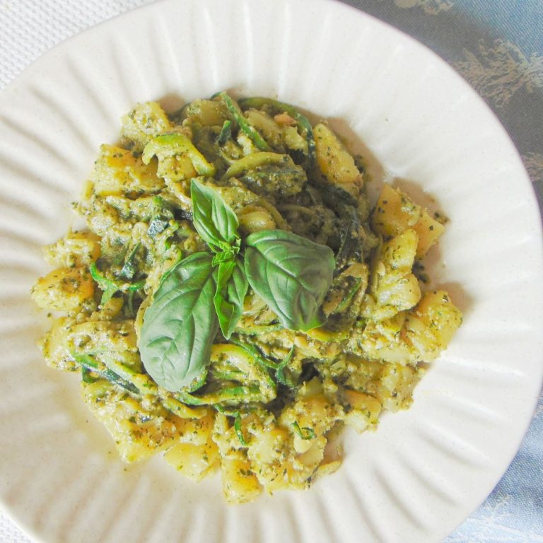Zucchini Noodles with Pesto and Potatoes Recipe
