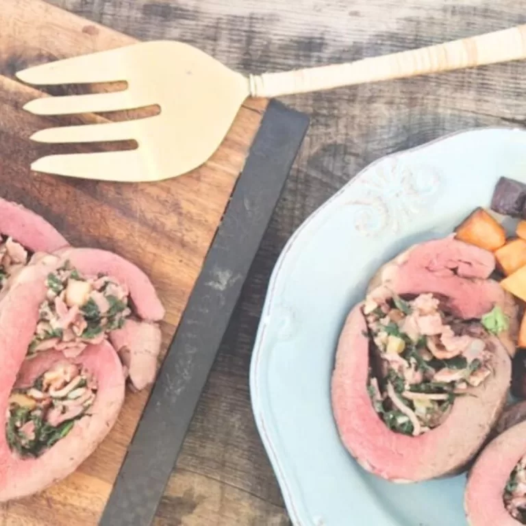 Stuffed Beef Heart With Bacon and Spinach Recipe f